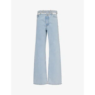 Y/project Evergreen -waist Wide-leg Organic-denim Jeans In Evergreen Ice Blue
