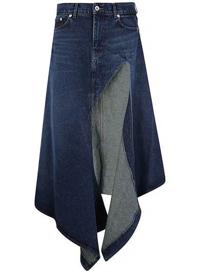 Y/project Evergreen Cut Out Denim Skirt In Evergreen Vintage Blue