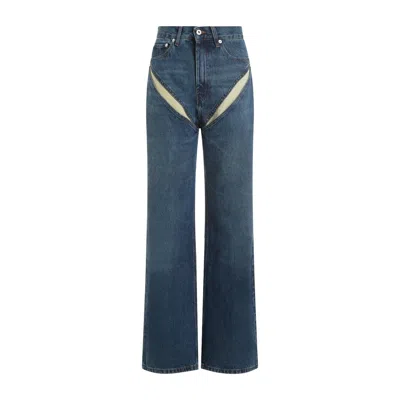 Y/project Evergreen Cut Out Jeans In Blue