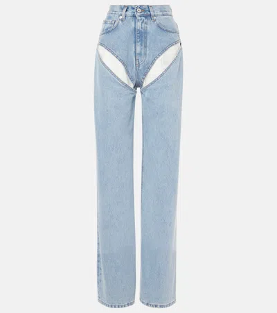 Y/project Evergreen Cutout Straight Jeans In Blue