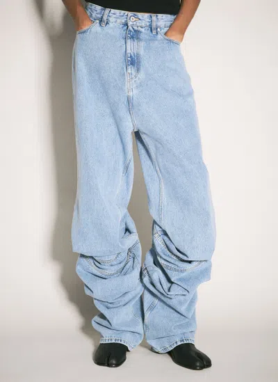 Y/project Evergreen Draped Cuff Jeans In Blue