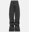 Y/project Evergreen Draped Cuff Wide-leg Jeans In Blue