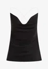 Y/project Satin Top With Draped Neckline And Low In Black