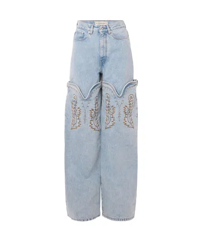 Y/project Evergreen Maxi Cowboy Cuff Jeans In Gray