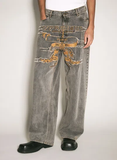 Y/project Evergreen Paris' Best Patch Jeans In Gray