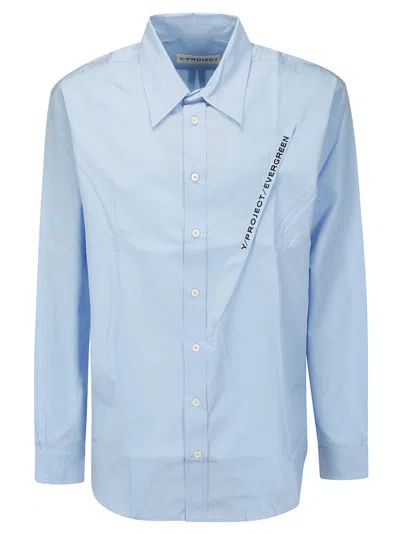 Y/project Evergreen Pinched Logo Shirt In Light Blue