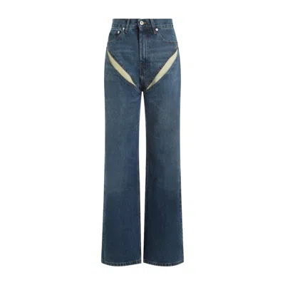 Y/PROJECT EVERGREEN VINTAGE BLUE ORGANIC COTTON CUT OUT JEANS
