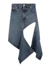Y/project Denim Mini Skirt With Cut Out Details In Blue
