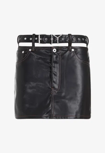 Y/project Faux Leather Mini Skirt In Black