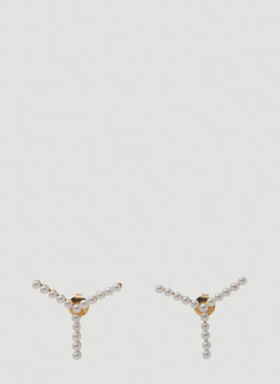 Y/project Faux Pearl Mini Y Earrings In White