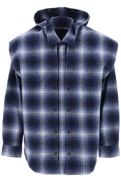 Y/project Flannel Overshirt In Blu