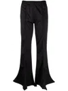 Y/PROJECT FLARED TRACK PANTS WITH PLEAT DETAILING AND ASYMMETRIC HEM