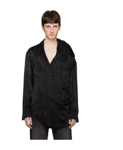 Y/project Floral-print Satin Shirt In Black