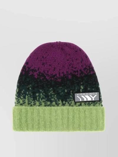 Y/project Intarsia-knit Logo-patch Beanie In Green