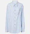 Y/project Womens Evergreen Blue Stripe Logo-embroidered Stripe-pattern Organic-cotton Shirt In Blau
