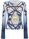 Y/project Bondage Print Jersey Top In Blue