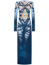 Y/project Jpg Bondage Jersey Long Dress In Blue