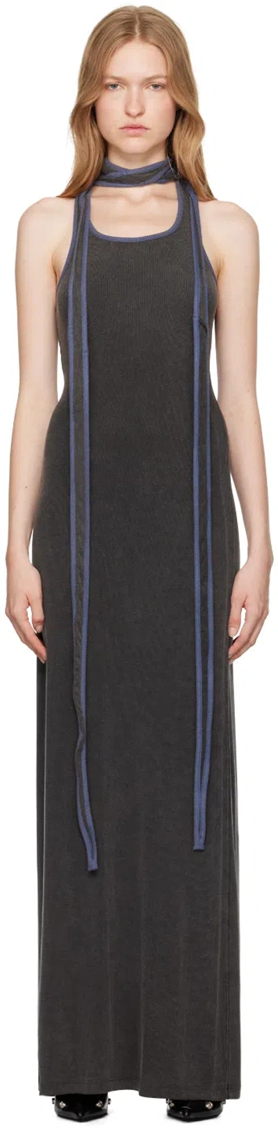 Y/project Gray Multiscarf Maxi Dress In Dark Grey