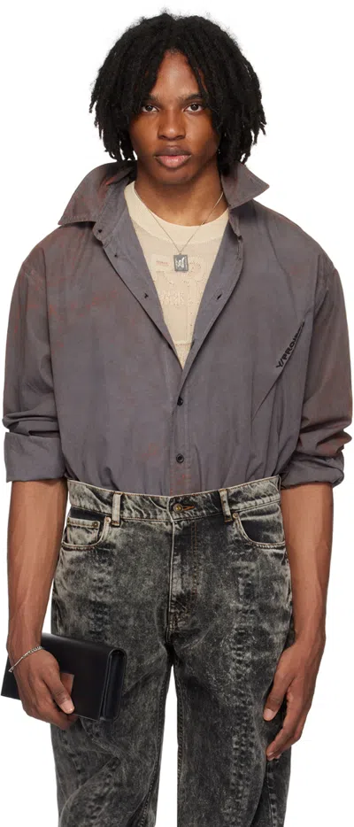 Y/project Gray Pinched Shirt In Rust/grey