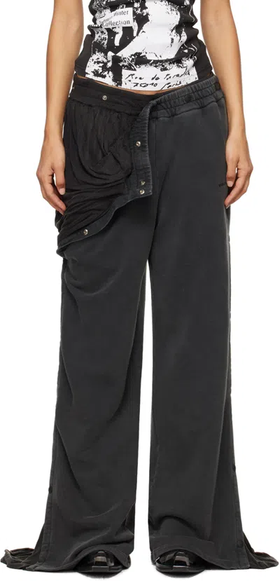 Y/project Gray Snap Insert Sweatpants In Black