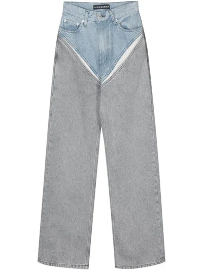 Y/PROJECT GREY CUT-OUT WIDE-LEG JEANS