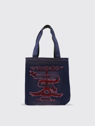 Y/project Embroidered Denim Tote Bag In Violet