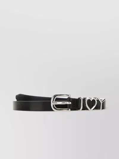 Y/project Heart-shaped Buckle Leather Belt With Adjustable Length In Black