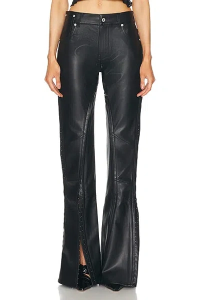 Y/project Hook And Eye Slim Leather Pant In Black