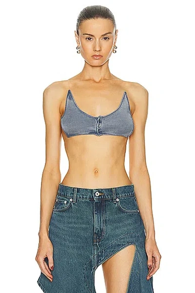 Y/project Invisible Strap Bralette In Blue Washed