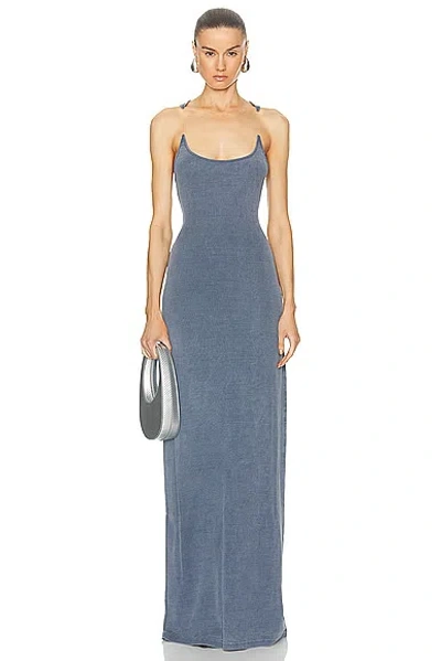 Y/project Invisible Strap Dress In Blue Acid Wash