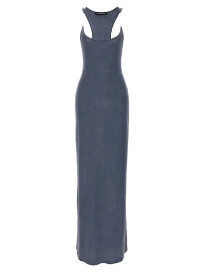 Y/project Invisible Strap Cotton Maxi Dress In Blue