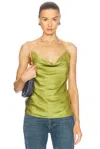 Y/project Evergreen Invisible Strap Satin Camisole In Evergreen Green