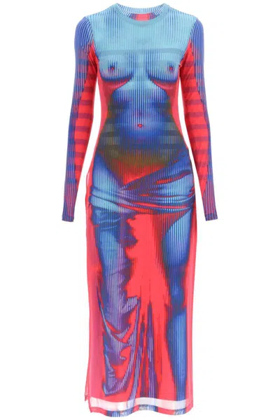 Y/project X Jean Paul Gaultier Body Morph网布加长连衣裙 In Multi-colored