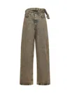 Y/project Beige Denim Multi Waistband Jeans In Dusty Beige