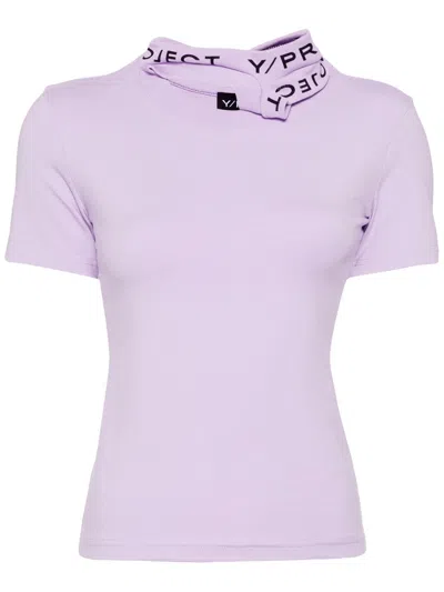 Y/project Jersey T-shirt With Logo Print Collar In Lilac