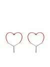 Y/project Two-toned Heart-shape Drop Earrings In Red And Silver