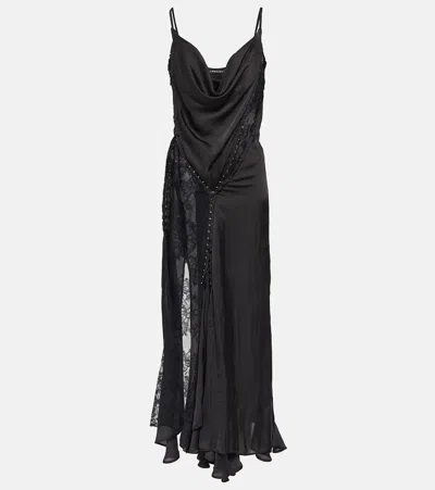 Y/project Lace-trimmed Asymmetric Maxi Dress In Black