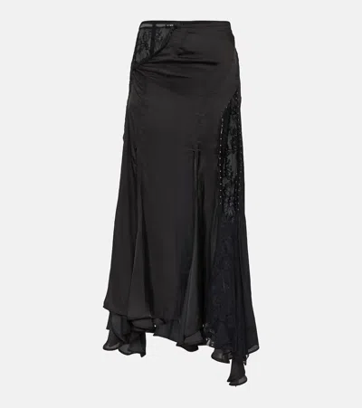 Y/project Lace-trimmed Asymmetric Maxi Skirt In Black