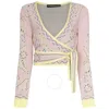 Y/project Y / Project Ladies Pink / Yellow Wrap Jacquard Cardigan In Yellow/pink