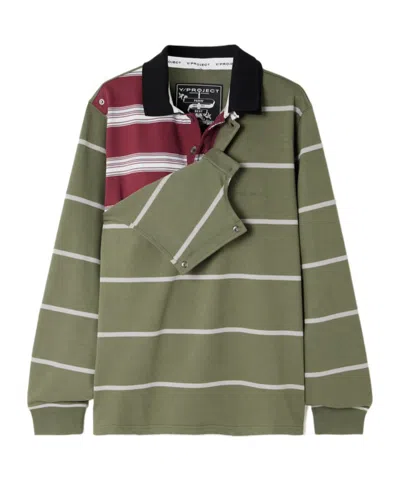 Y/project Layered Striped Hoodie In Gray