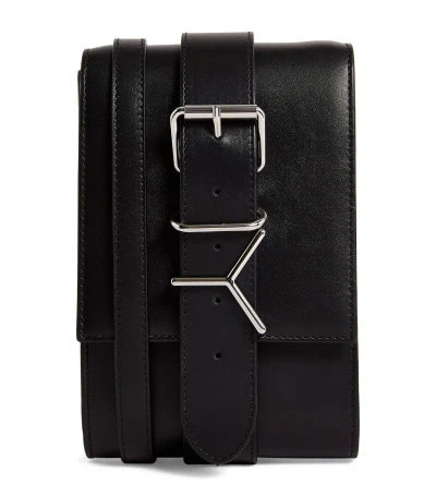 Y/project Leather Y-plaque Cross-body Bag In Black