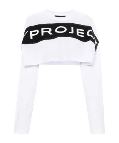 Y/PROJECT LOGO-APPLIQUÉ CROPPED T-SHIRT