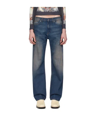 Y/project Logo Embroidered Denim Trousers In Blue
