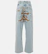 Y/PROJECT LOGO EMBROIDERED HIGH-RISE WIDE-LEG JEANS