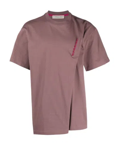 Y/project Logo-embroidered Organic Cotton T-shirt In Pink