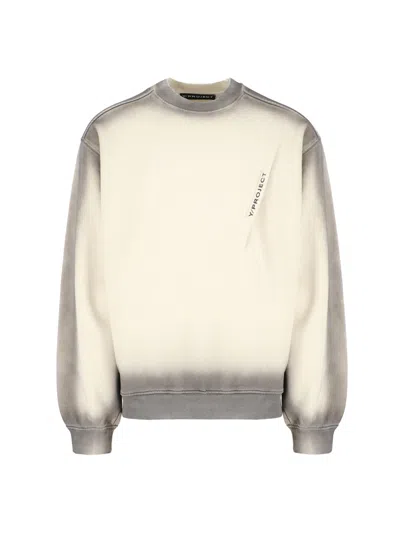 Y/project Logo-print Faded-wash Cotton-jersey Sweatshirt In Neutrals