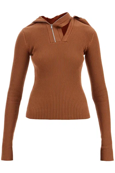 Y/project Long-sleeved Top With Pin In Brown