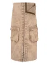 Y/project Maxi Cargo Skirt In Brown Cotton In Pink