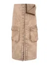 Y/project Maxi Cargo Skirt In Brown Cotton In Pink