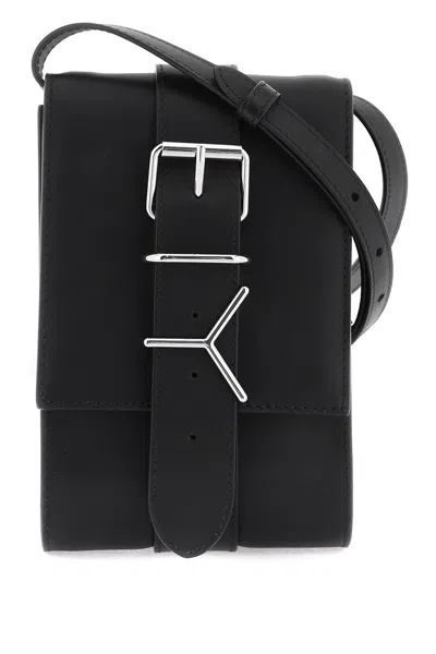 Y/project Men's Leather Crossbody Handbag With Detachable Strap And Magnetic Closure In Black